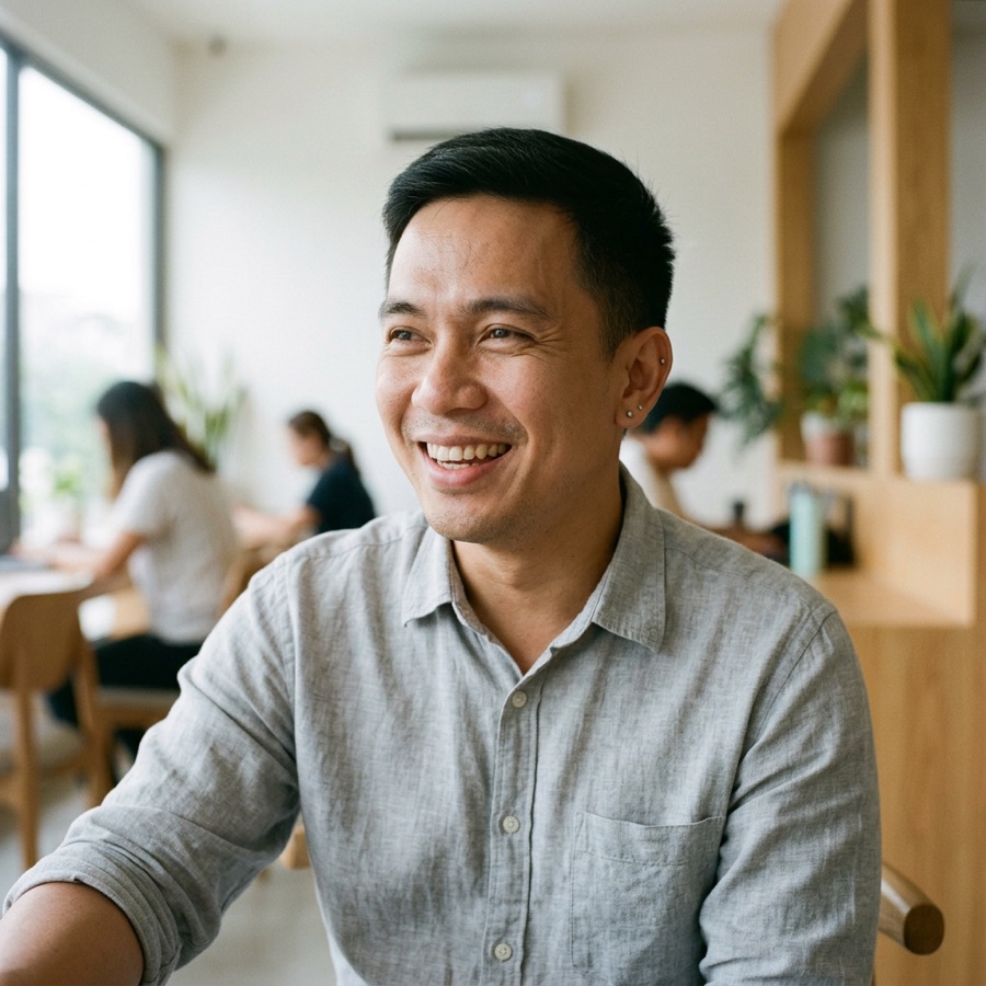 Sam, Tenfold's placement lead, smiling in a sunlit office